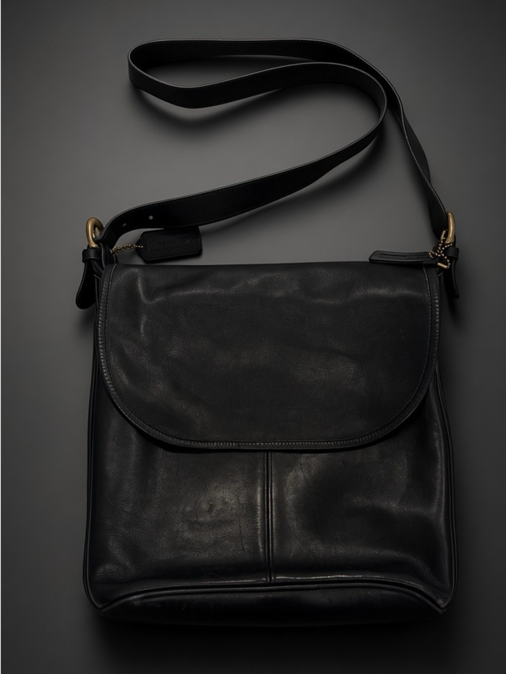 vintage Coach Whitney black leather crossbody bag.